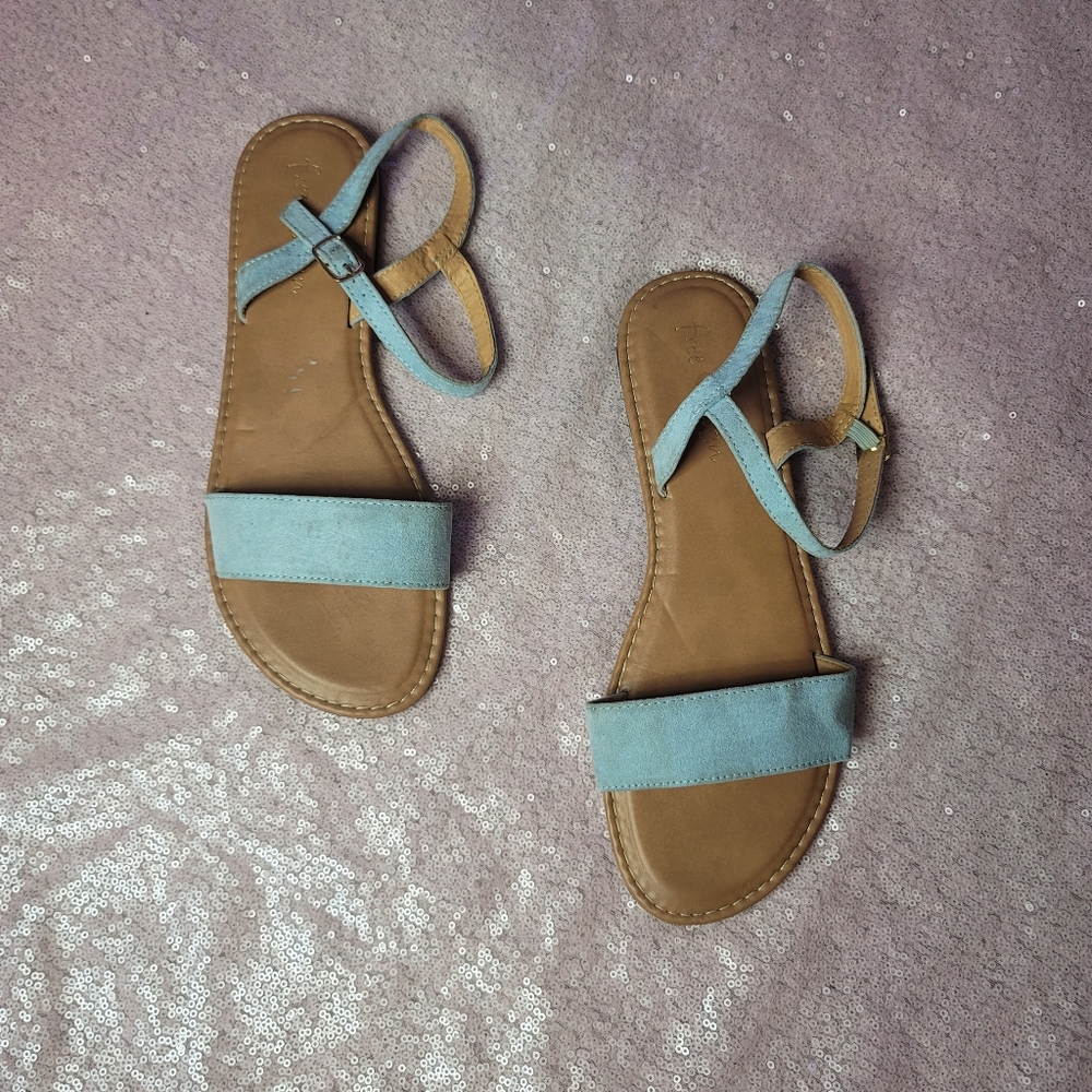 ♡ Baby Blue Suede Ankle Strapped Sandals ♡